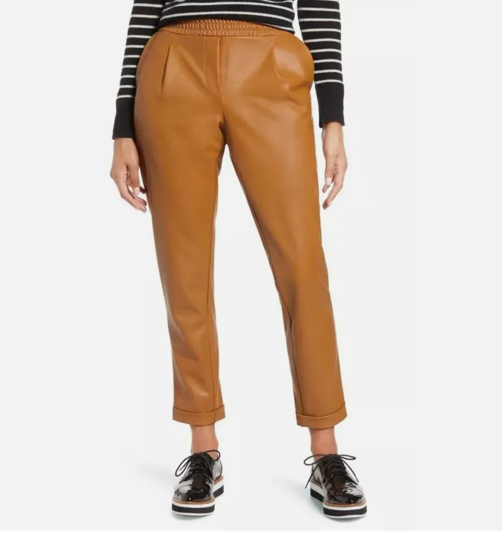 Halogen Atlantic Pacific NWT Faux Leather Tan Sugar Pants // Large